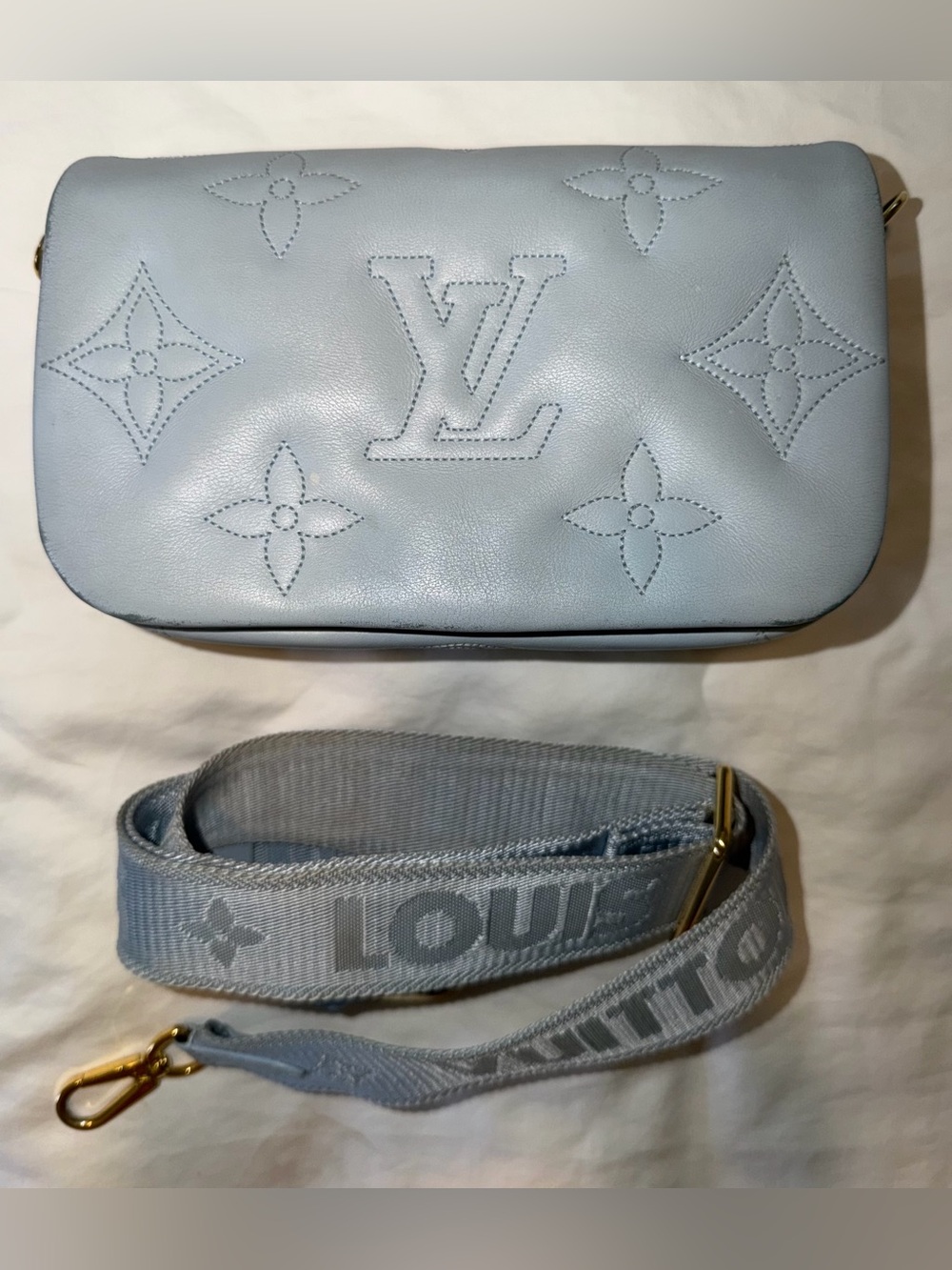 Louis Vuitton Bubblegram Clutch Ice Blue WOC Wallet On A Strap Neverfull Coussin